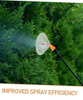Windproof Spray Nozzles With Adjustable Misting For Garden Sprayer Tanks Transparent Deflector Cover In Use Over Greenery