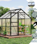 Six By Six Foot Outdoor Greenhouse Kit With Heavy Duty Aluminum Frame Built To Last, Insulated Polycarbonate Panels shown in garden