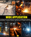 Type Cutting Attachment Torch Handle For Oxygen And Acetylene Cutting And Welding, Medium Duty, in use with sparks visible
