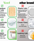 Comparison of Borosilicate Glass Food Storage Containers With Bamboo Lids Dope Four Pack 36 Ounce Airtight Meal Prep Containers and other brands.