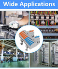 Din Rail Terminal Blocks Kit With 2 In 10 Out Universal Compact Lever Wire Connectors in industrial applications
