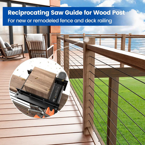 Reciprocating Saw Guide Attachment For Cutting 4x4 Fence And Deck Posts, Multi Angle 0 To 45 Degrees, Keeps Blade Steady