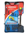 X6 Black Oxide Spline Open End Ratcheting Metric Wrench Set 7 Pieces packaging with wrench sizes visible