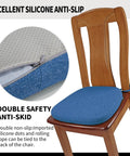 Comfy Memory Foam Chair Cushions For Dining Chairs U Shape 16 By 16 Inch Blue Removable Slip Resistant Seat Pad With Plush Woven Fabric For Home Kitchen Restaurant, shown on a wooden chair