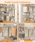 Flexible versatile combinations of Heavy Duty Workhorse Wall Mounted Closet Shelves With Hanging Rod in a stylish organized setup.