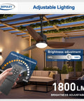 Walnut 42 Inch Outdoor Ceiling Fan With Lights Waterproof Remote App Control for patios under pergola with remote