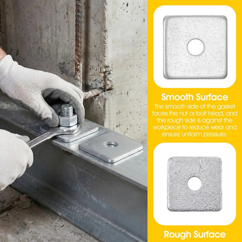 Grab You 30 Pack Of Heavy Duty Galvanized Square Washers With A Bold Silver Finish Designed For Major Construction And Industrial Gear To Stop Screws From Loosening During Any Tough Job, showing washer installation.