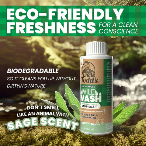 Biodegradable Camping Soap For Dishes, Body, Hands, And Clothes With Sage Scent 4oz Eco Friendly Outdoor Cleanser product image