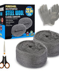 Gap Fill Steel Wool Roll For Mice Control And Rust Cleanup, 3.2 X 22.5 Feet package with gloves and scissors