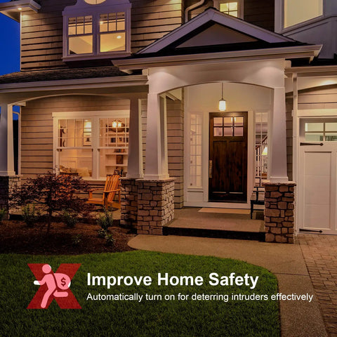 Evening view of porch light with Outdoor Dusk To Dawn Light Socket Adapter with Photocell Sensor for Auto On Off Porch Lighting