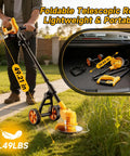 Beast Cordless Electric Weed Wacker With Wheels 4 In 1 Grass Trimmer Brush Cutter Edger And Small Lawn Mower in use on lawn