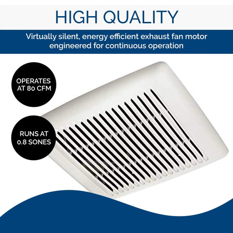 InVent Series Ceiling Mount Bathroom Exhaust Fan 80 CFM 0.8 Sones ENERGY STAR Certified with vent grille visible