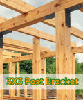 Beefy Heavy Duty 5x5 Inch L Bracket Set For Shelves Fences Pergolas And Posts installed on wooden pergola beams.