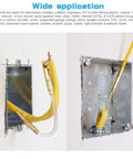 65 Foot Nylon Fish Tape Wire Puller Kit For Electrical Work showing nylon tape used to fish wires through wall boxes.