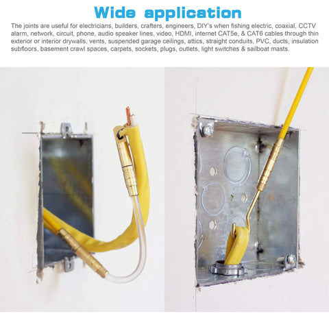 65 Foot Nylon Fish Tape Wire Puller Kit For Electrical Work showing nylon tape used to fish wires through wall boxes.