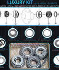 Two Heavy Duty Bearing Kits For 2000-2200 Lb Boat Trailer Axle With 1 Inch BT8 Wheel Hub Spindle D Shape Groove Compatibility Includes 1.25 Inch ID And 1.5 Inch ID Grease Seals Tang Washer And Cotter Pin showing components and layout diagram.
