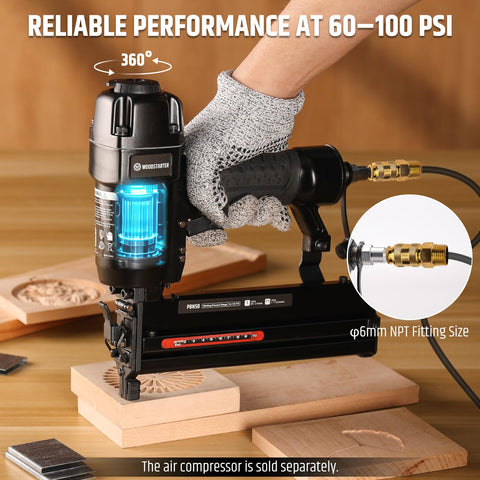 Using 2 In 1 Pneumatic Brad Nailer And Stapler 18 Gauge Air Nail Gun for woodworking projects at 60 to 100 PSI