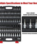 92 Piece Allen And Torx Socket Set For 1/4 3/8 1/2 Inch Drives with tamper proof Torx and hex bits in storage case