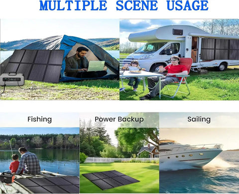 Road Ready Badass 1000 Watt Solar Panel With Hella High 25 Percent Efficiency 72V Output IP68 Waterproof Build used for camping and RV activities.