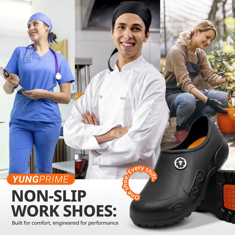 Solid Kickass Non Slip Work Clogs For Men And Women Slick Floor Proof Kitchen Nurse Gear With Plush Eva Insert Locked In Traction All Day Super Comfy Vibe