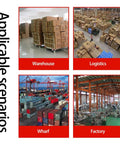 Image showing applicable scenarios for Heavy Duty Caster Wheels Set Of 4 With Precision Ball Bearings in warehouse, logistics, wharf, and factory.