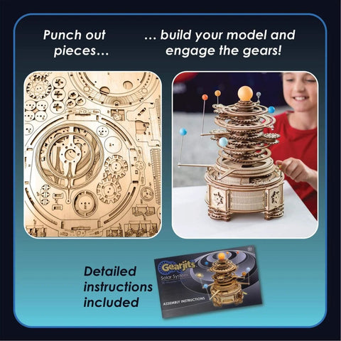 DIY Solar System Wood Puzzle Kit For Teens And Adults with 3D model and instruction booklet