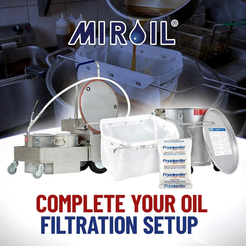 Heavy Duty Fryer Oil Filter Bags Keep Kitchen Gunk Out And Stretch Your Fry Oil Supply With Smooth Pulling Micro Mesh Strainers For Regular Deep Frying Tasks in a commercial filtration setup.