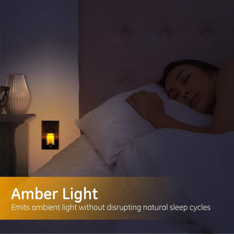 Decorative LED Night Light With Plug-In Dusk-To-Dawn Sensor In Warm White Brushed Nickel Finish for bedroom atmosphere