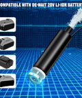 Heavy Duty Compact Submersible Sump Pump With 16 Foot Plug And Play Cord video showing water flow, black pump body, and battery compatibility.