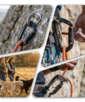 Two Way Quick Lock Double Locking Climbing Carabiner 25kN Heavy Duty For Rock Climbing Rappelling Survival Gear Gym Equipment Black UIAA