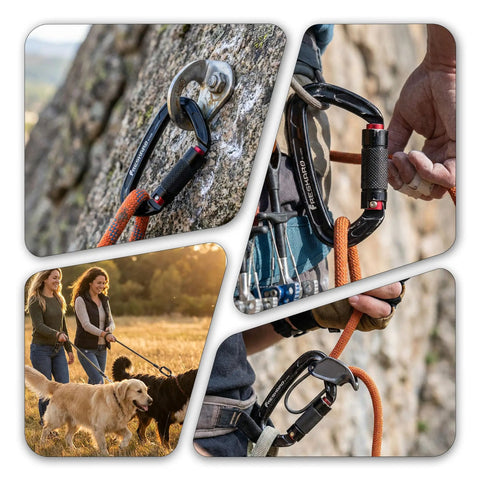 Two Way Quick Lock Double Locking Climbing Carabiner 25kN Heavy Duty For Rock Climbing Rappelling Survival Gear Gym Equipment Black UIAA