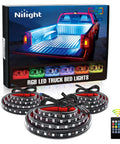 Three Piece 60 Inch RGB Truck Bed Light Kit With 270 LED Neon Accent Lighting And RF Remote beside truck box