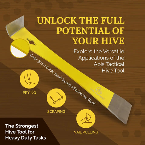 Heavy Duty Beehive Tool For Beekeeping Prying Lifting And Scraping With 3 Point 5mm Thick Heat Treated Stainless Steel