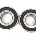 Two R12 2RS ball bearings 3/4 x 1-5/8 x 7/16 inches with double rubber seals, chrome steel, suitable for high-speed applications.