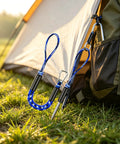 Elastic Bungee Dock Line For Boats, 4 Ft Mooring Rope With Stainless Steel Clip attached to camping gear in field