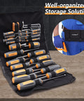 26 Piece Magnetic Screwdriver Set Kit With Heavy Duty Precision, Stubby And Angled Offset Drivers displayed in roll bag