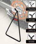 Beefy Heavy Duty Triangle Motorcycle Stand Universal Kickstand For 80 To 500cc Dirt Bikes Supermoto Motocross Enduro Dual Sport Durable Steel Construction Black