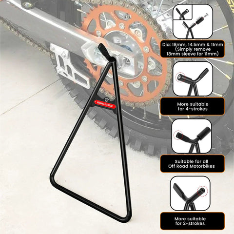 Beefy Heavy Duty Triangle Motorcycle Stand Universal Kickstand For 80 To 500cc Dirt Bikes Supermoto Motocross Enduro Dual Sport Durable Steel Construction Black