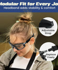 Person wearing All Day Comfort Anti Fog Safety Goggles With Foam Seal And Adjustable Strap