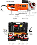 Heavy Duty Electric Pipe Threader Kit Acting As A Slick Workhorse With 2300W Copper Motor and six dies for steel pipes in a tool kit.