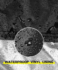 Close-up of waterproof lining on Boss Level Heavy Duty Table Saw Cover for Bosch 10 Inch Saws With Wheeled Stand and Dewalt Rolling Tables.