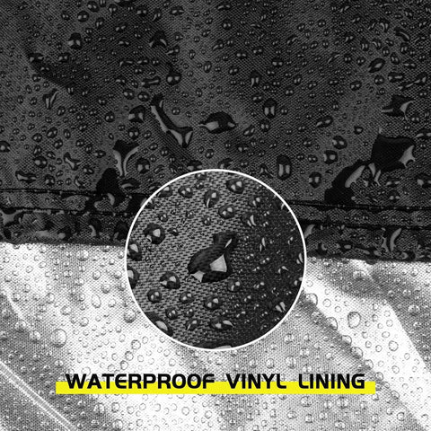 Close-up of waterproof vinyl lining detail of Sweet Boss Level Heavy Duty Table Saw Cover Built For 26 Inch Portable Miter Saws.