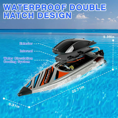 Beastly 22 Inch RC Racing Boat With Brushless Motor Forty KmH Speed LED Lights Built For Adults Poolside Vibes And Lake Races