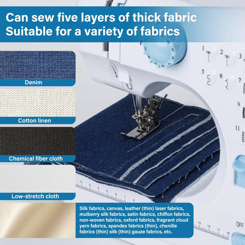 Beginner Sewing Machine Kit With Extension Table And 12 Built In Stitches Included Needles And Thread sewing denim fabric