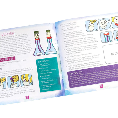 Transform Kids Into Junior Botanists With This Hella Awesome Stem Grow Kit featuring instructional page with hydroponic activity.