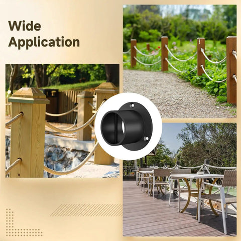 304 Stainless Steel Rope Railing Bracket Kit, 2 Inch Black Rope Support With Screws, 4 Pack For Deck, Marine, Garden, Hemp Fence Railing System, Rustproof And Durable