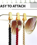 Close-up of Glasses Strap Set, 3 Pack Gold Terylene Eyewear Lanyard With Alligator Clips attached to sunglasses. Easy neck wear.