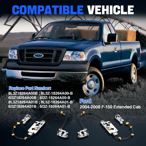 Rear Door Lock Latch Cable Assembly For Ford F150 Super Crew Cab 2004-2008 compatibility image and part numbers