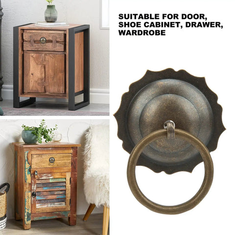 Antique Brass Cabinet Knob With U Shaped Needle Mounting Kit for doors, drawers, and wardrobes with hand-finished detailing.