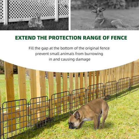 Durable 30ft By 17in No Dig Garden Fence Border With 28 Panels Rustproof Metal Wire Ground Stakes Decorative Flower Bed Edging for dogs visible in front view